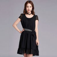 女性优雅圆领气质淑女连衣裙