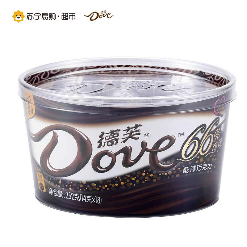[苏宁超市]德芙巧克力 分享3碗装 66%醇黑巧克力252g*3 选结婚喜糖糖果