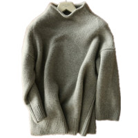 靓朵儿(LIANG DUO ER) 欧美秋冬女装高领加厚羊绒衫女宽松套头毛衣蝙蝠袖针织衫显瘦打底