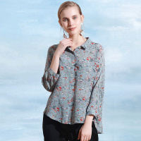 清新淑女真丝印花衬衫