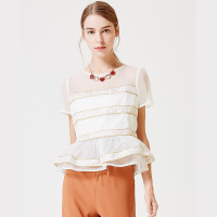 气质甜美淑女名媛风上衣浅紫