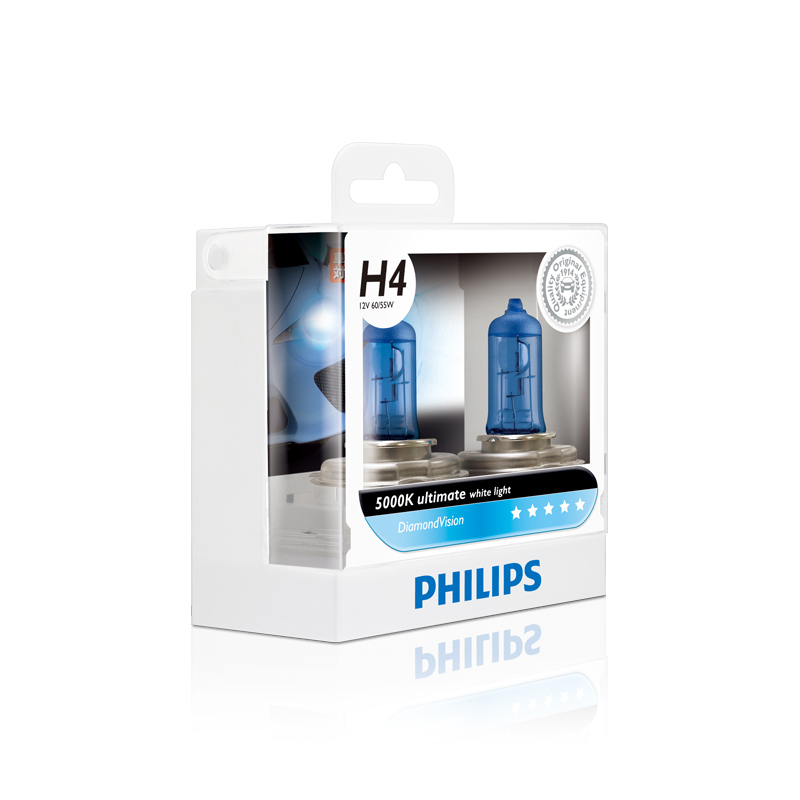 飞利浦(Philips) 汽车升级灯泡/蓝钻之光H4 2支装 色温5000K