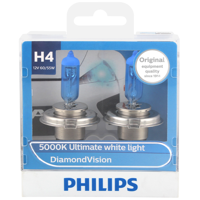 飞利浦(Philips) 汽车升级灯泡/蓝钻之光H4 2支装 色温5000K