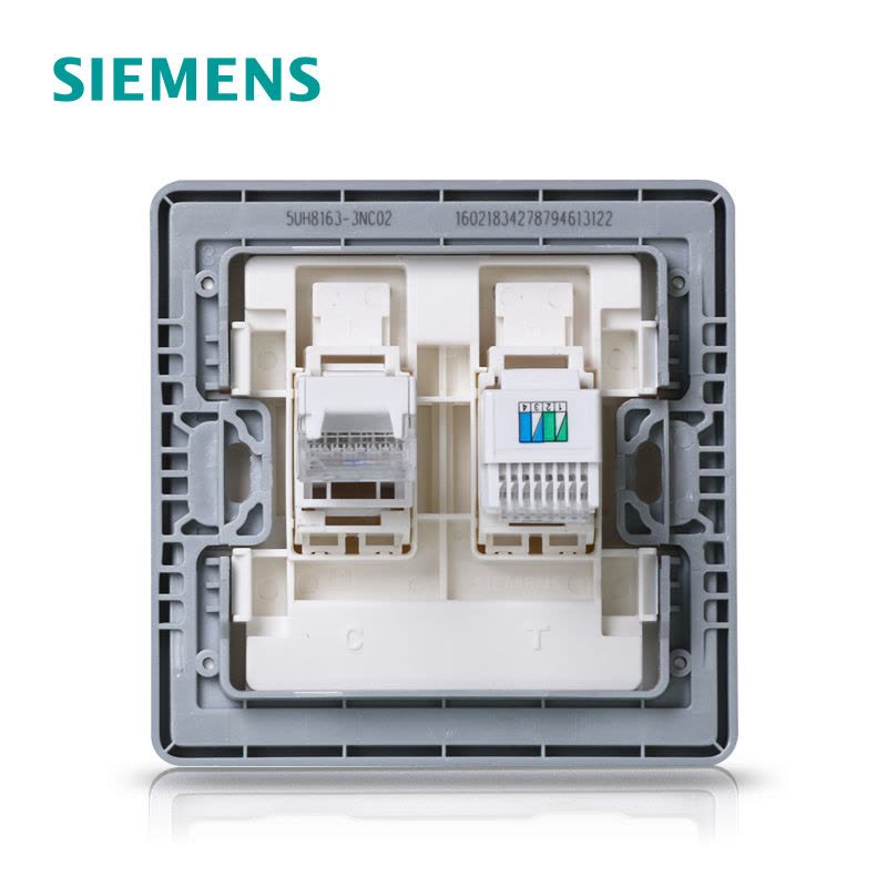 西门子(SIEMENS)开关插座 睿致钛银系列电脑+电话插座5UH81633NC02图片