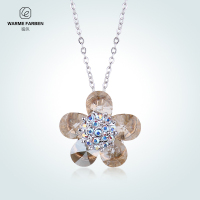 暖色 采用施华洛世奇元素水晶吊坠 日韩版挂坠时尚百搭花朵女项链