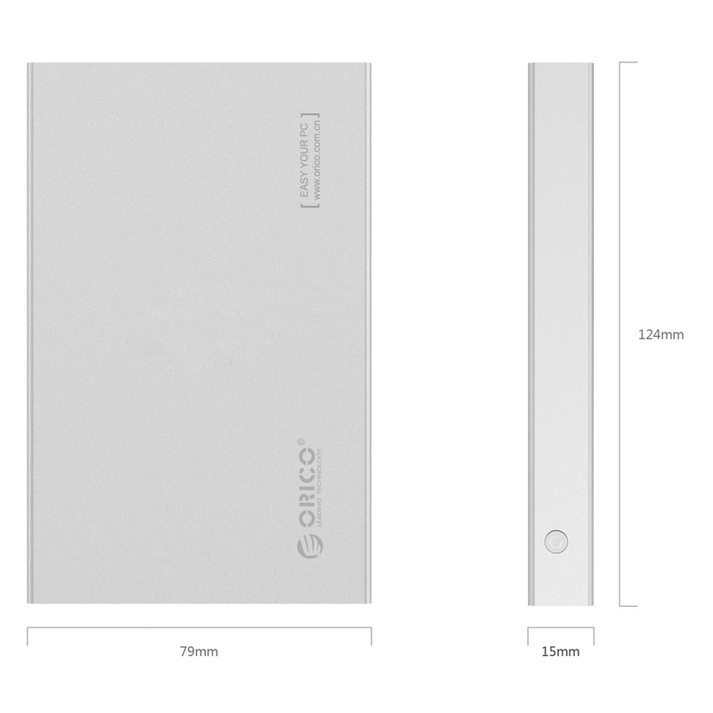 奥睿科(ORICO)笔记本移动硬盘盒子 USB3.0铝合金外置盒 2.5英寸SATA串口笔记本固态ssd硬盘外壳 银