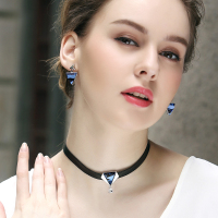 暖色采用施华洛世奇元素水晶颈链项圈 新款choker锁骨项链女吊坠