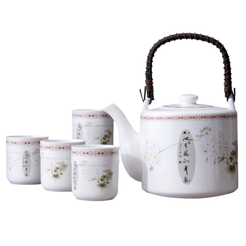 雅诚德茶壶茶杯 中式茶水具大容量陶瓷5件套 凉水壶杯子套装 养生泡茶提壶图片