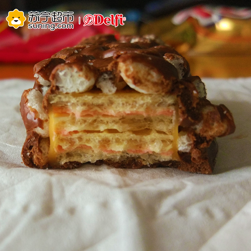 达辉(delfi) 草莓味脆米巧克力威化饼干 24*38g
