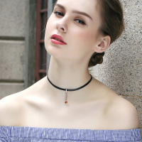 暖色丝绒choker颈链 黑色链女锁骨项链短款脖子链丝绒项圈送女友