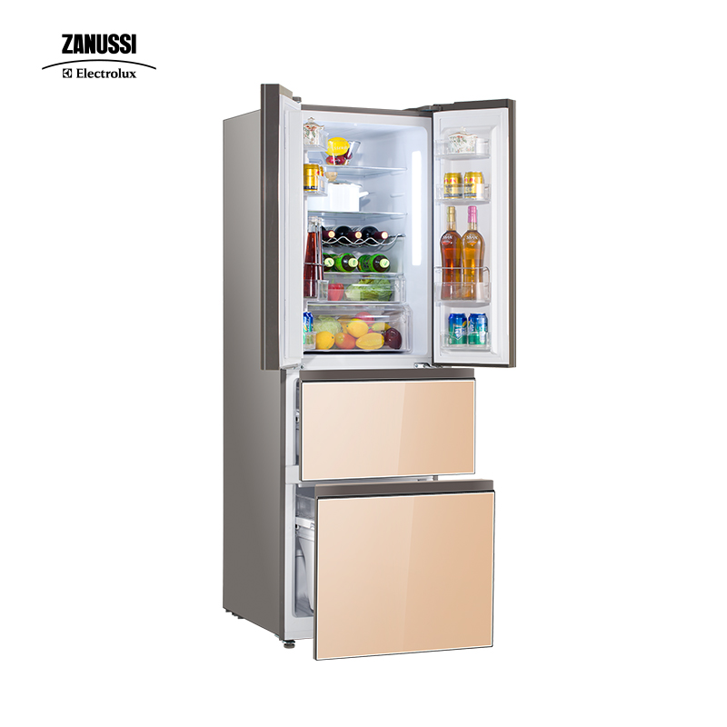 扎努西·伊莱克斯/ZANUSSI ZHE3201HGA 320升玫瑰金玻璃风冷变频法式多门家用节能冷藏冷冻冰箱高清大图