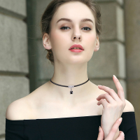 暖色采用施华洛世奇元素水晶choker颈链 巴洛克短项链女丝绒项圈