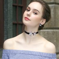 暖色choker颈链项圈 星星原宿脖子链采用施华洛世奇元素水晶项链
