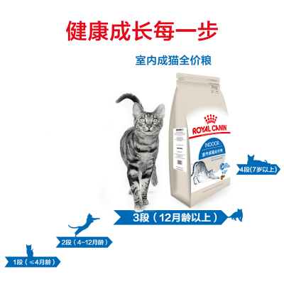 ROYAL CANIN 皇家宠物食品 室内成猫粮 2KG Indoor27/2KG