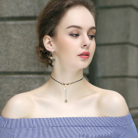 暖色choker颈链项圈 原宿星星锁骨链项链采用施华洛世奇元素水晶