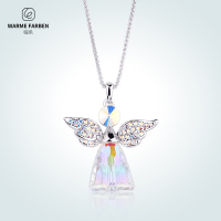 暖色采用施华洛世奇元素水晶天使项链 2017新品原创设计颈链吊坠