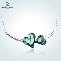 暖色采用施华洛世奇元素水晶挂坠 爱心吊坠时尚百搭女神项链饰品