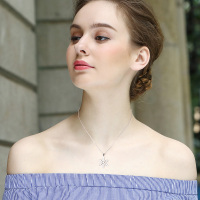 暖色S925银饰品吊坠 韩版个性项链时尚雪花挂坠饰品女神生日礼物