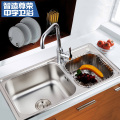 【苏宁自营】中宇(JOYOU)不锈钢双槽含龙头 一体成形水槽套餐WJY67007+WJY00105