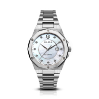 OLMA奥尔马瑞士原装进口镶钻钢带女士机械手表K201.0109.001