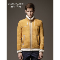 【清】秋冬季男士棉衣英伦翻皮羔绒内里棉衣外套M12004黄色
