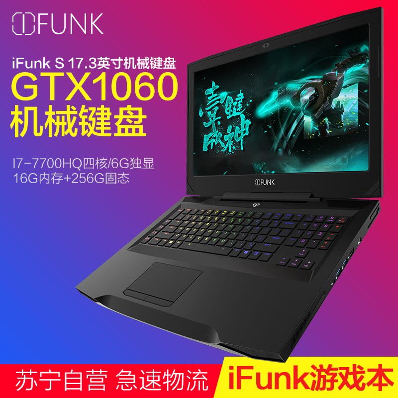 iFunk S 17.3英寸游戏本笔记本电脑（i7-7700HQ 16G 1TB+256GB GTX1060）图片