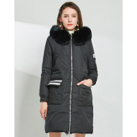 AIMISS/爱美斯2017新款时尚大毛领中长款连帽羽绒服女A168130