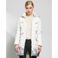 AIMISS/爱美斯2017冬装新款时尚修身中长款简约羽绒服女A168166