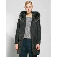 AIMISS/爱美斯2017冬装新款时尚修身狐狸毛领中长款简约羽绒服女A168168