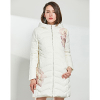 AIMISS/爱美斯2017冬装新款女装中长款修身印花连帽羽绒服女A168185
