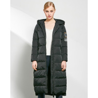 AIMISS/爱美斯2017冬装新款修身显瘦印花连帽长款羽绒服女A168199