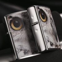 zippo正品防风打火机 ZP-28650猫头鹰拉丝镀铬 美国芝宝原装正版之宝打火机