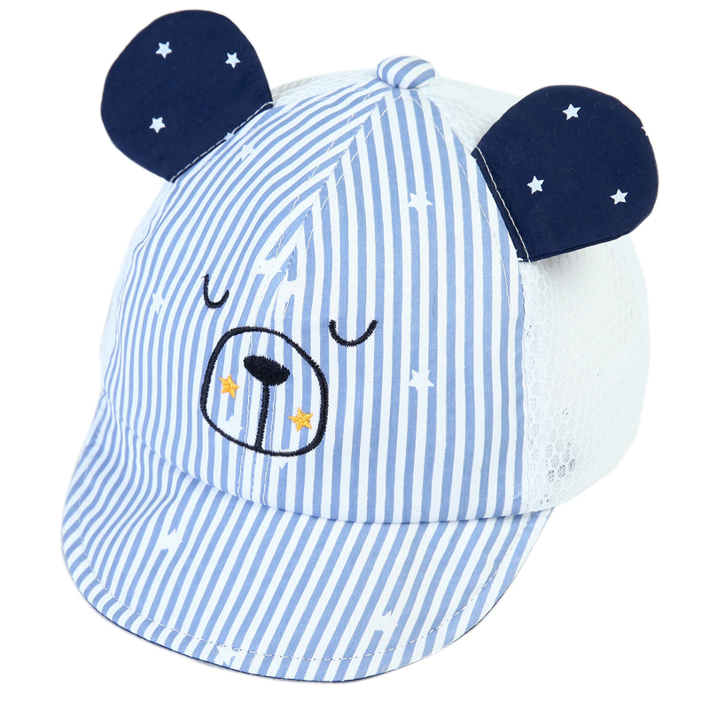 小熊条纹网帽（蓝色）高清大图