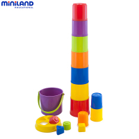miniland 早教益智玩具 儿童益智软积木趣味叠叠乐 97211堆叠桶4合1套装