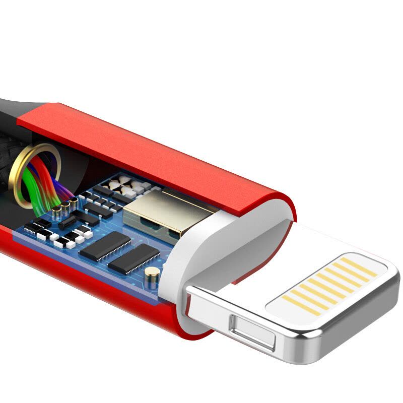 倍思苹果安卓Type-C三合一数据线充电线 苹果华为小米 1.2m铝合金连接线红色图片