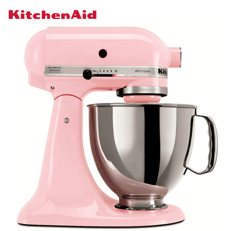 凯膳怡（KitchenAid）5KSM150PSCPK料理机家用4.8升全自动厨师机和面揉面打蛋搅拌机 樱花粉 原装进口
