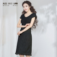 烟花烫2017夏秋新款女装百搭时尚气质西装铅笔蕾丝半身裙 叠绣37221701