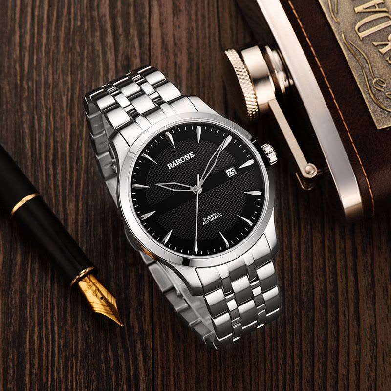 雷诺 商务休闲男表品质全自动机械表钢带腕表防水时尚潮流手表图片