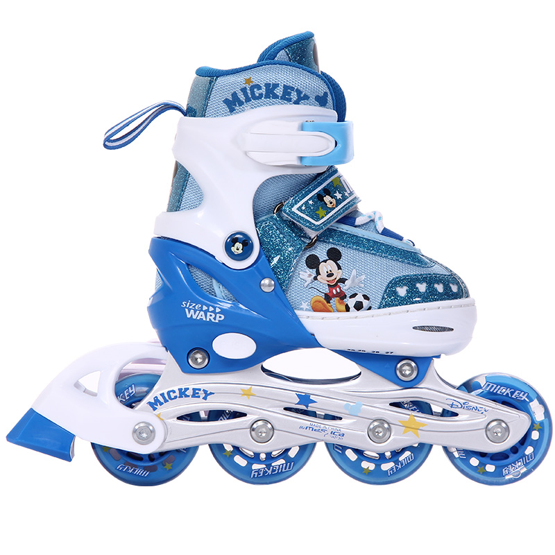 迪士尼Disney米奇可调伸缩直排闪光旱冰鞋轮滑鞋 儿童套装DCY31037高清大图