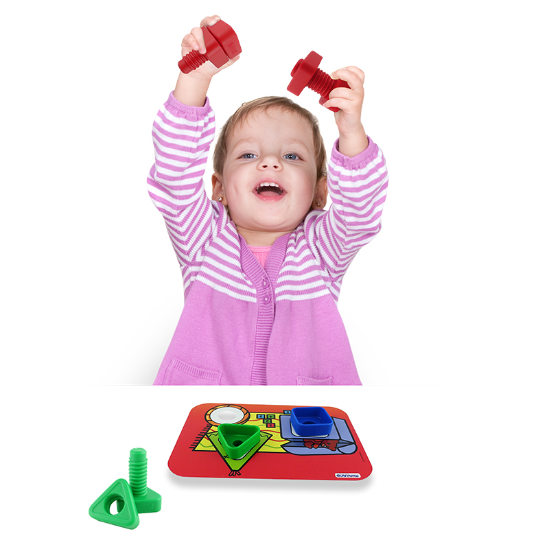 miniland 儿童益智玩具 创意拼插形状对应游戏 31759水果旋转乐高清大图