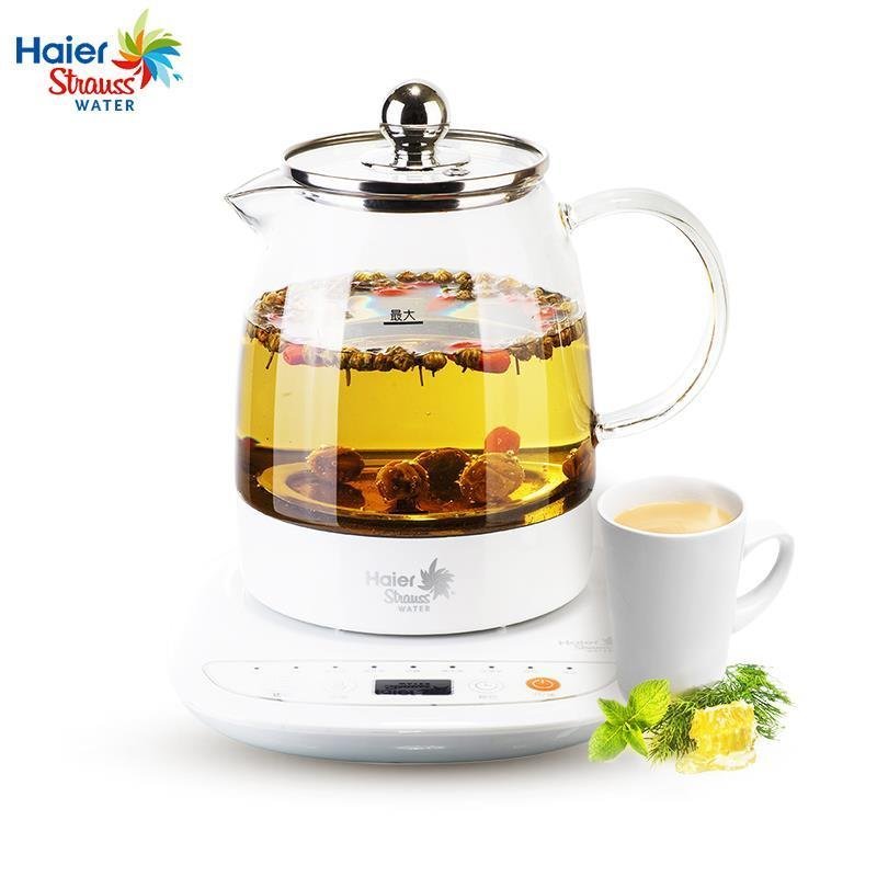 海尔(Haier)全自动养生壶H7 花果茶壶中药壶 按键式 国产温控器1.2升 高硼硅玻璃 底盘加热 智能养生壶