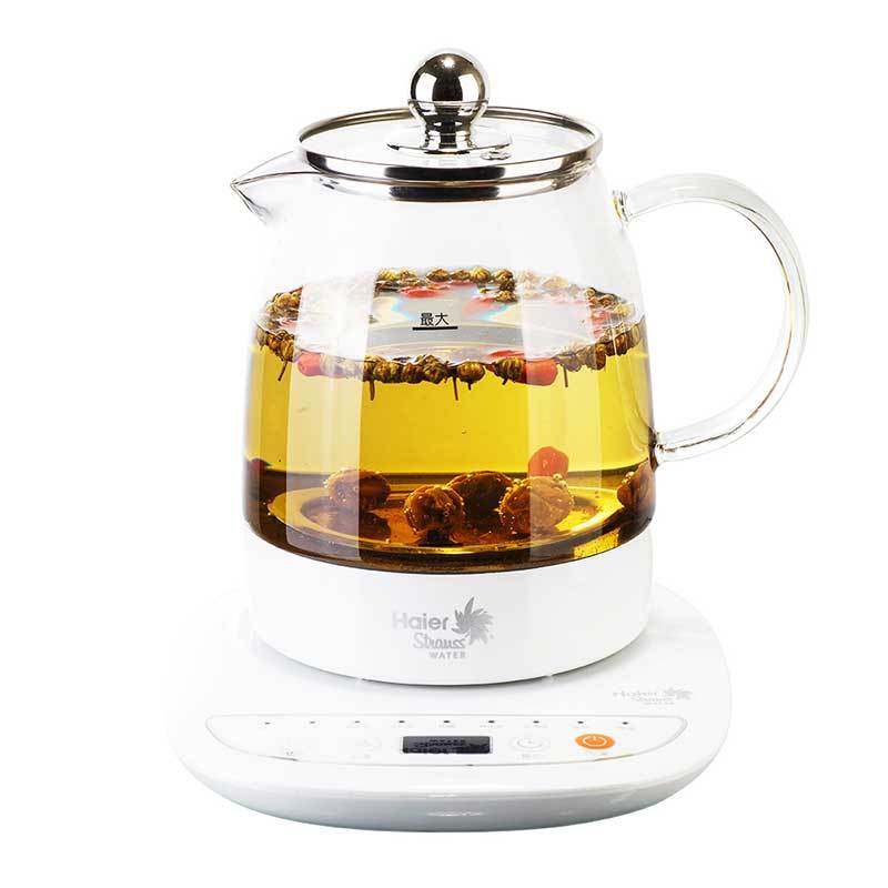 海尔(Haier)全自动养生壶H7 花果茶壶中药壶 按键式 国产温控器1.2升 高硼硅玻璃 底盘加热 智能养生壶