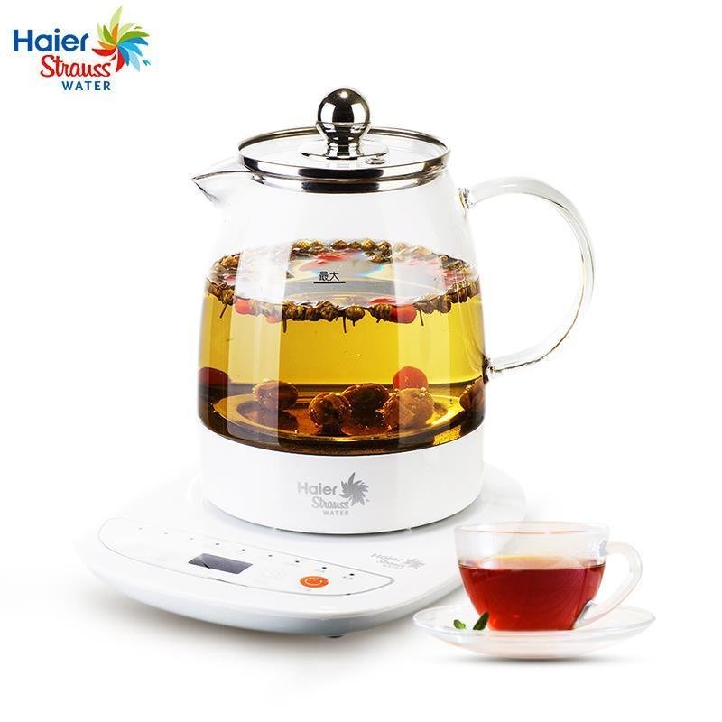 海尔(Haier)全自动养生壶H7 花果茶壶中药壶 按键式 国产温控器1.2升 高硼硅玻璃 底盘加热 智能养生壶
