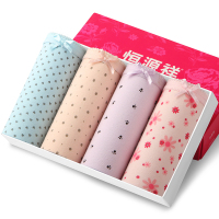 恒源祥女士内裤少女三角裤弹力棉印花性感中腰平角G0212款