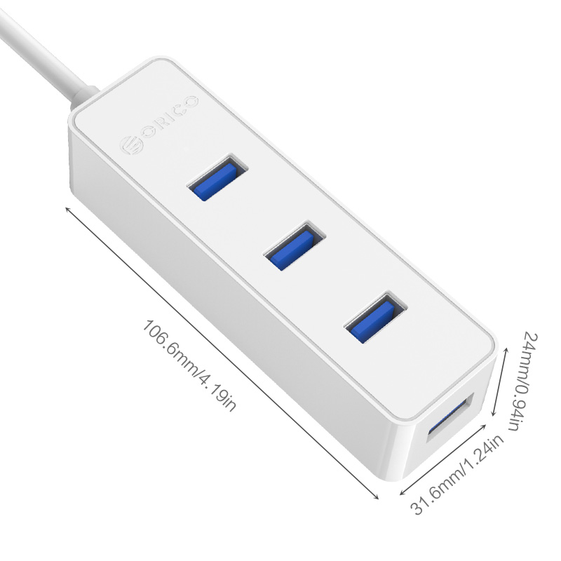 奥睿科(ORICO)4口USB分线器 一拖四高速扩展HUB 电脑集线器 USB3.0向下兼容 白色W5PH4-3S高清大图