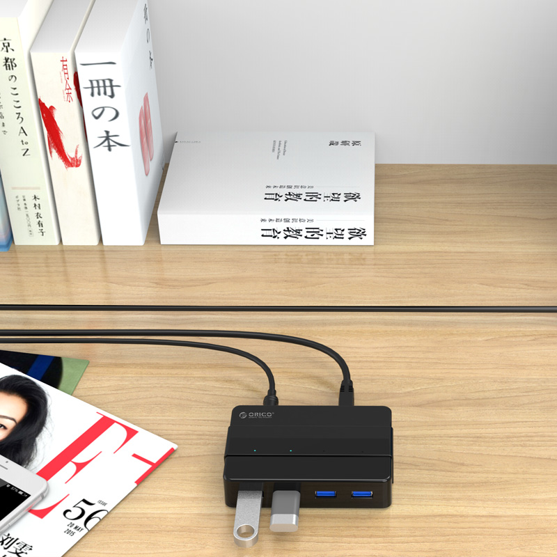 奥睿科(ORICO)四口USB分线器3.0高速扩展HUB集线器带电源USB3.0向下兼容 黑 H4928-U3高清大图