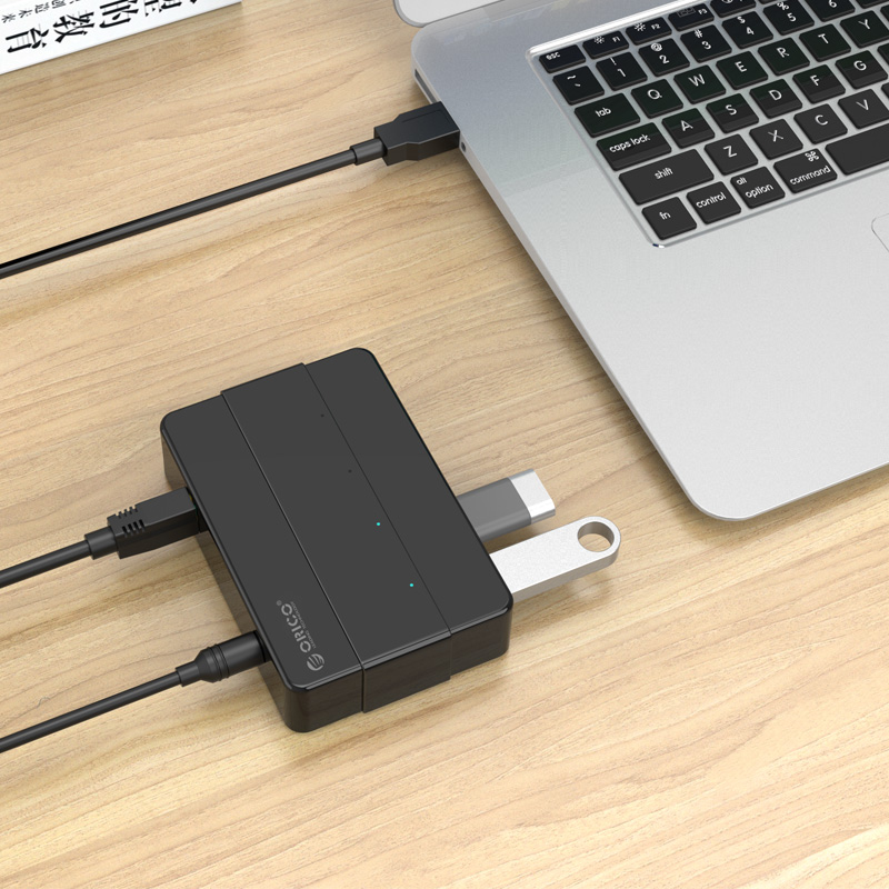 奥睿科(ORICO)四口USB分线器3.0高速扩展HUB集线器带电源USB3.0向下兼容 黑 H4928-U3高清大图