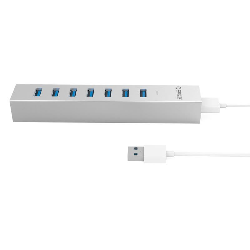 奥睿科(ORICO)7口usb集线器 一拖七全铝Type-C分线器 USB3.0向下兼容 银色ASH7图片