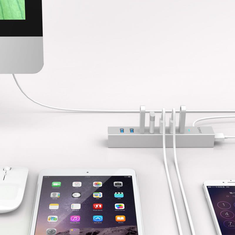 奥睿科(ORICO)7口usb集线器 一拖七全铝Type-C分线器 USB3.0向下兼容 银色ASH7图片