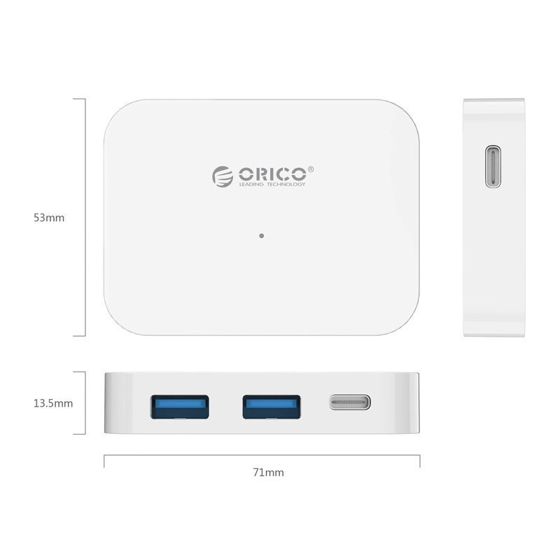 奥睿科(ORICO)Type-C转USB3.0+USB-C扩展分线器/转接头/切换器 白色TC2U